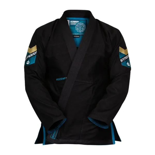 hyperfly bjj gi procomp lyte black/ocean gold
